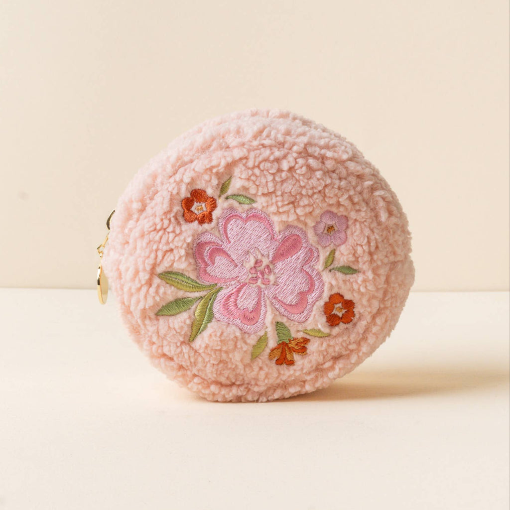 Teddy Pouch-Circle Dainty Floral Pink - Freshie & Zero Studio Shop