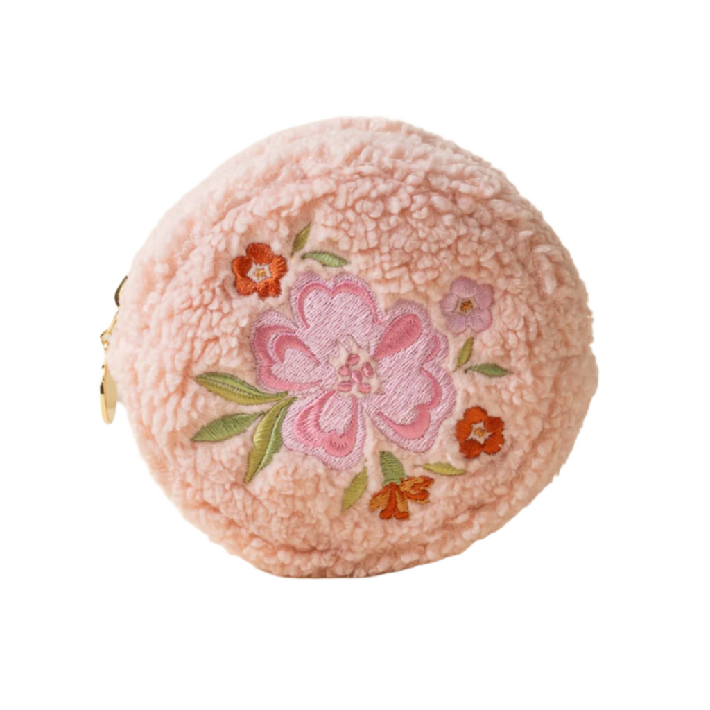 Teddy Pouch-Circle Dainty Floral Pink - Freshie & Zero Studio Shop
