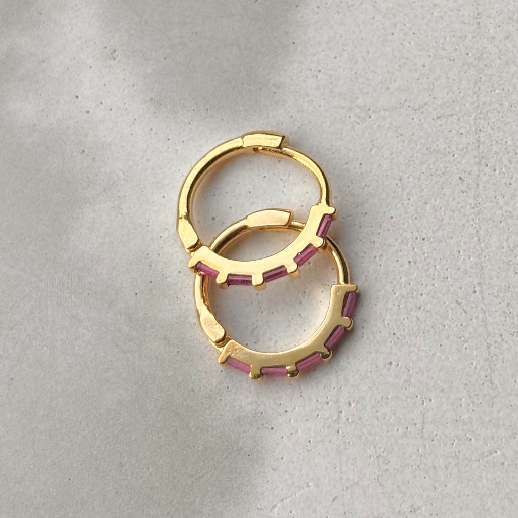 Charli Ruby Huggie Hoop Gold Earrings - Freshie & Zero Studio Shop