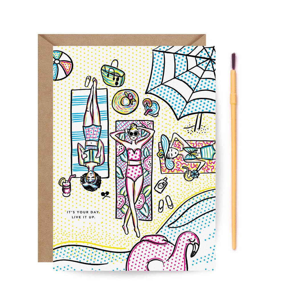 Paint With Water Beachy - Birthday Card - Freshie & Zero Studio Shop