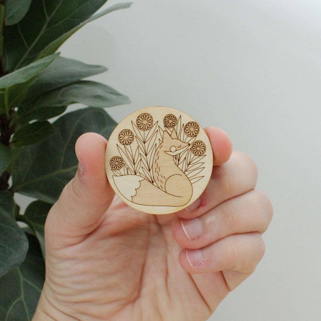Magnetic Wooden Needle Minder: Wood Fox - Freshie & Zero Studio Shop