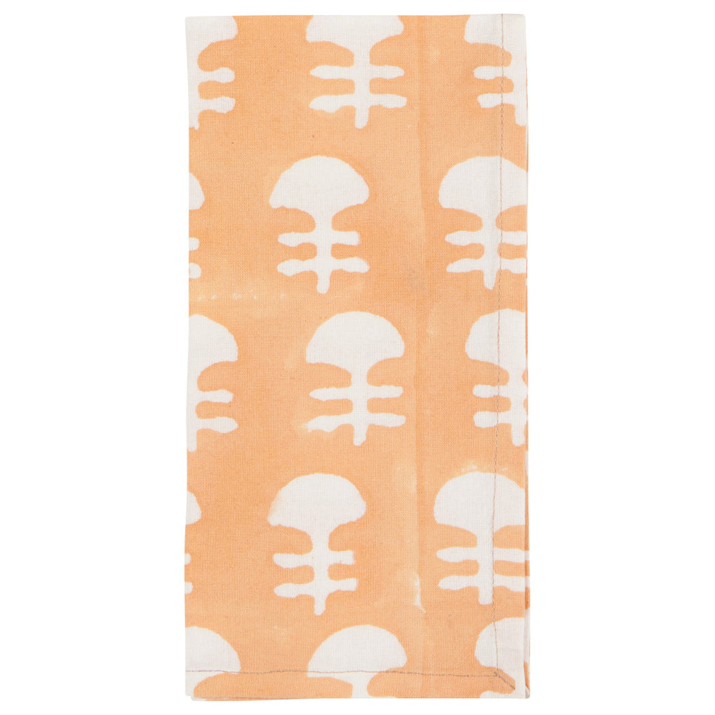 Gather Orange Flowers Block Print Napkins - Set of 4 - Freshie & Zero Studio Shop