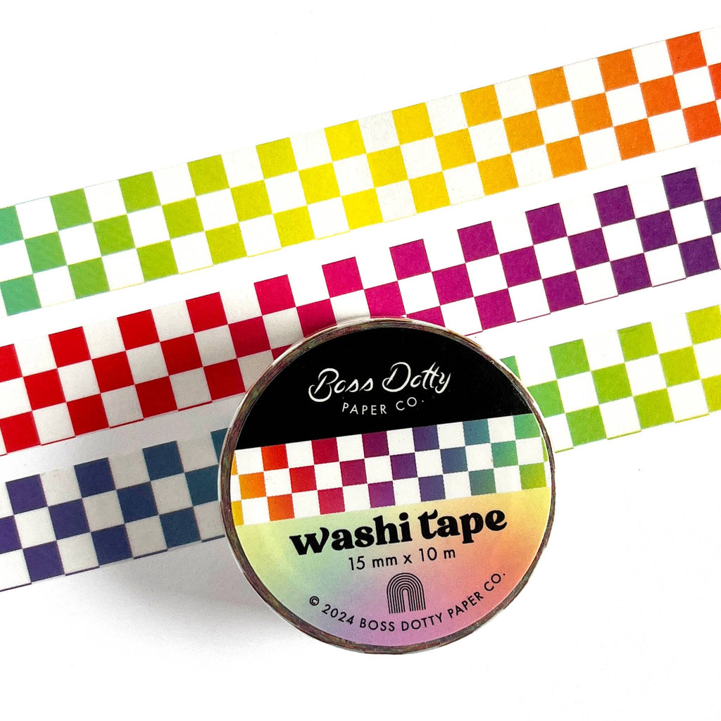 Rainbow Checkerboard Washi Tape - Freshie & Zero Studio Shop