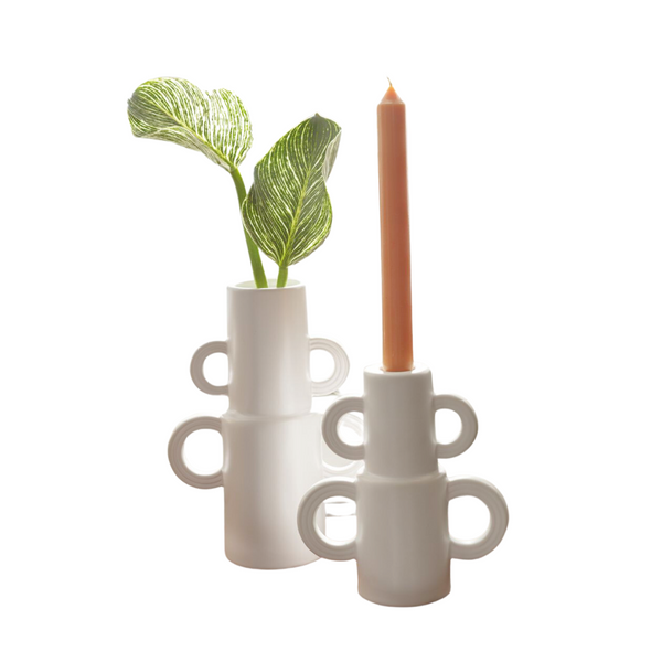 Tiered Handle Ceramic Taper Candle Holder - Freshie & Zero Studio Shop