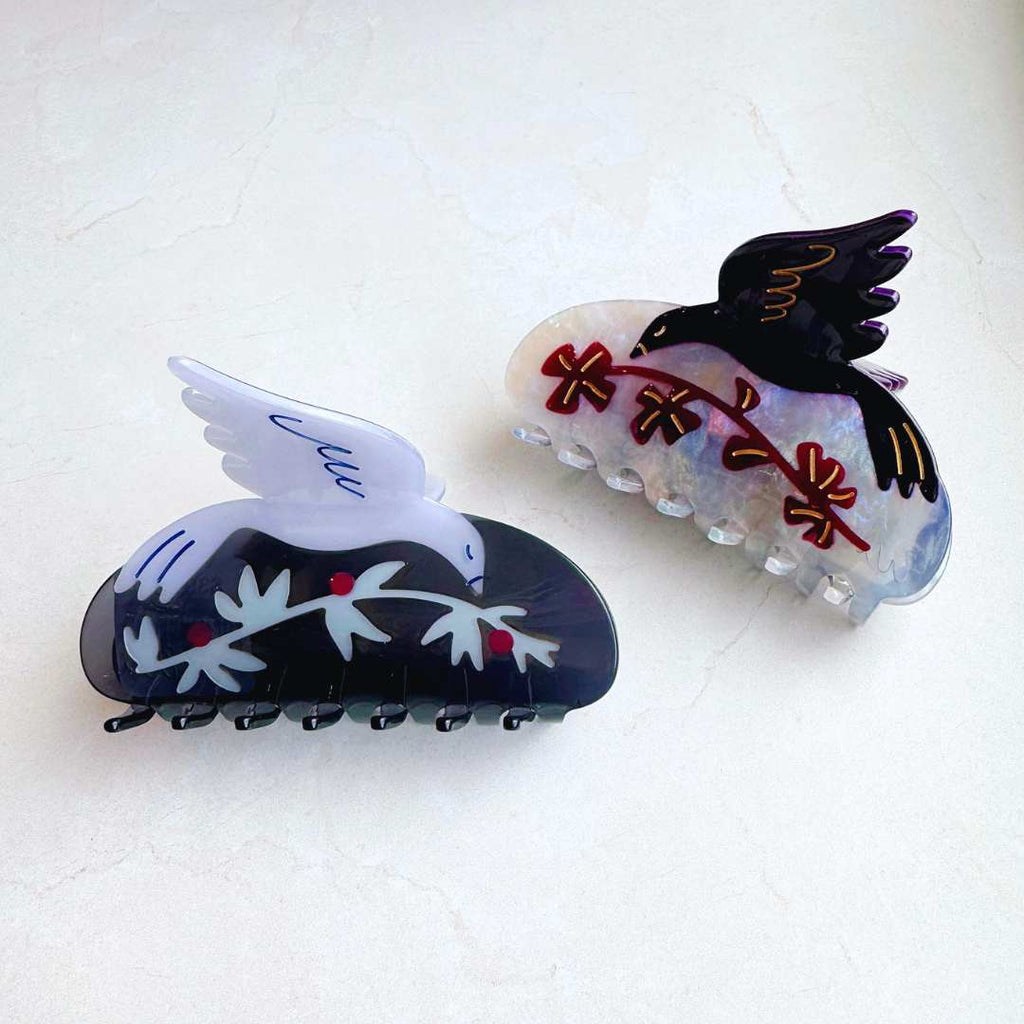 Bird with Branch Hair Claw - Freshie & Zero Studio Shop