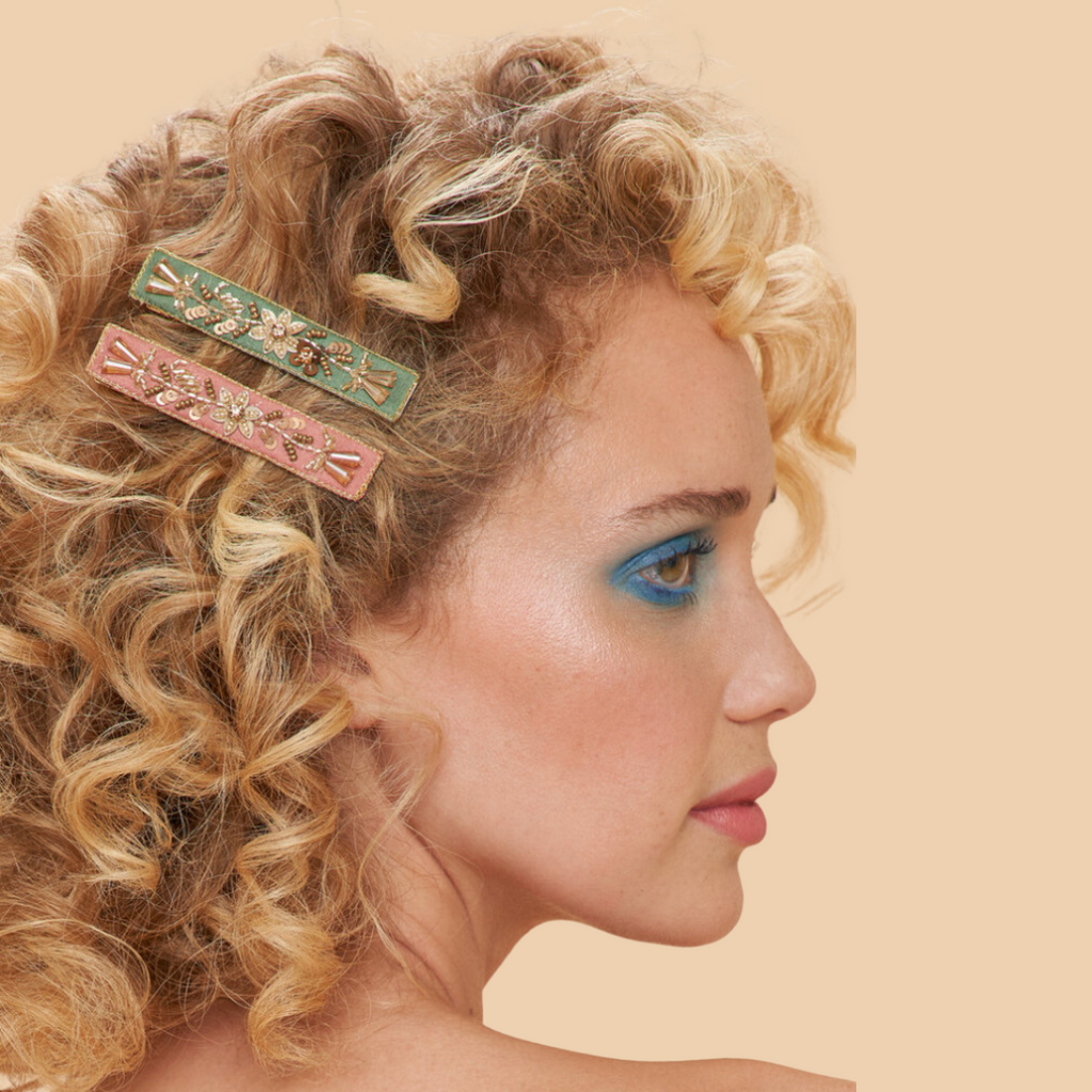 Powder Embroidered Hair Clips: Set of 2 - Freshie & Zero Studio Shop
