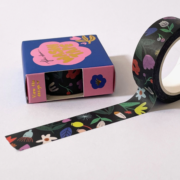 Washi Tape: Black Floral Pop - Freshie & Zero Studio Shop