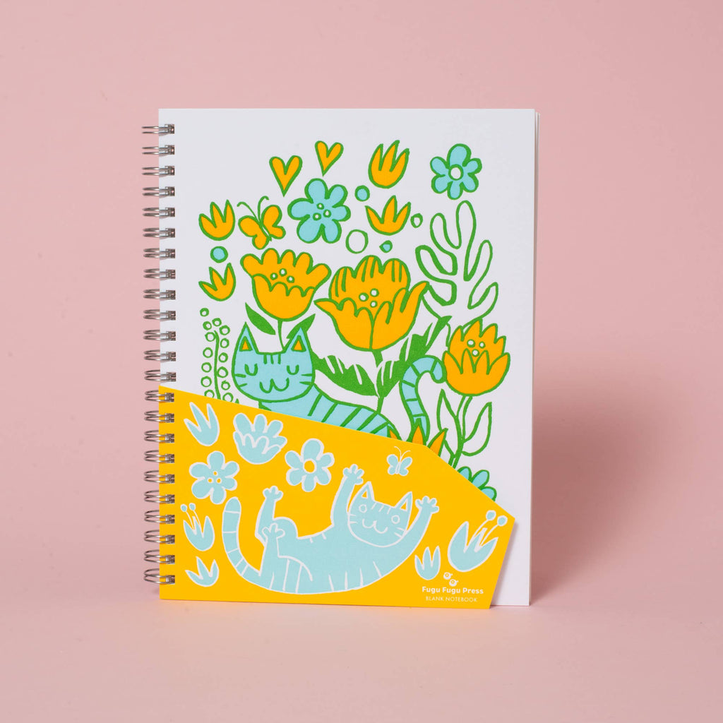 Cat Garden Letterpress Blank Notebook - Freshie & Zero Studio Shop