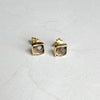 Square Gold Gemstone Stud Earrings: Smoky Quartz - Freshie & Zero Studio Shop