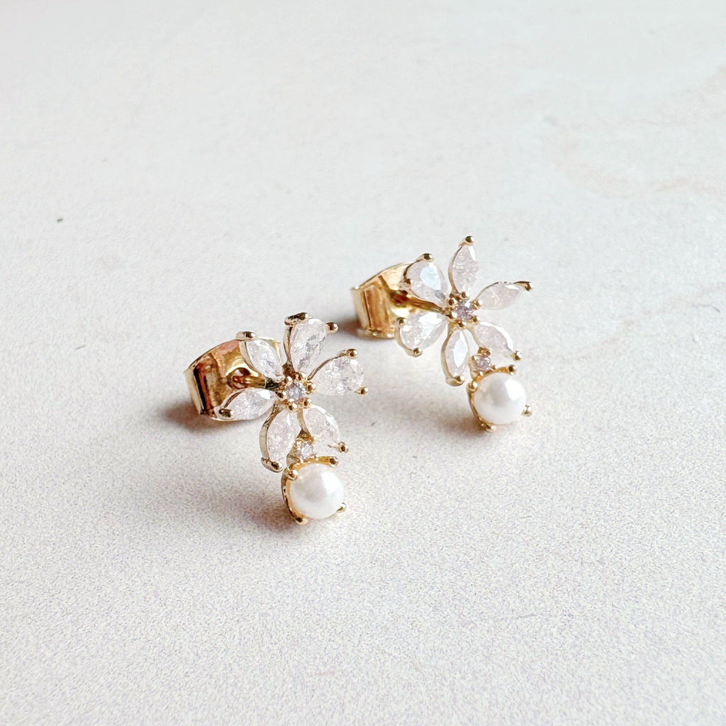 Celeste Pearl Crystal Mini Stud Earrings - Freshie & Zero Studio Shop