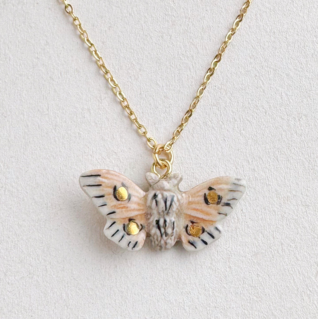 Solar Moth Porcelain Charm Necklace - Freshie & Zero Studio Shop