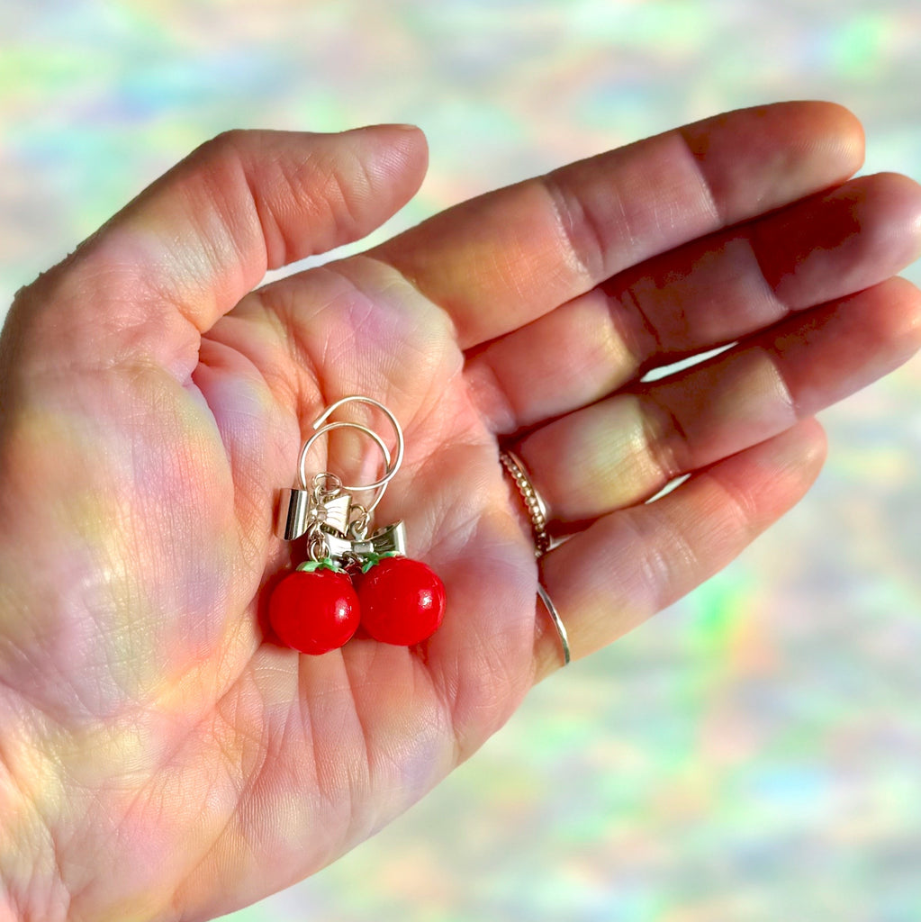 Tomato Bow Drop Earrings - Freshie & Zero Studio Shop