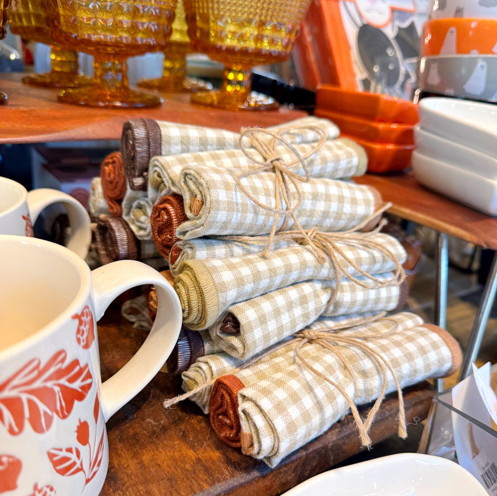 Checkered Pattern Cotton Cocktail Napkins - Set of 4 - Freshie & Zero Studio Shop