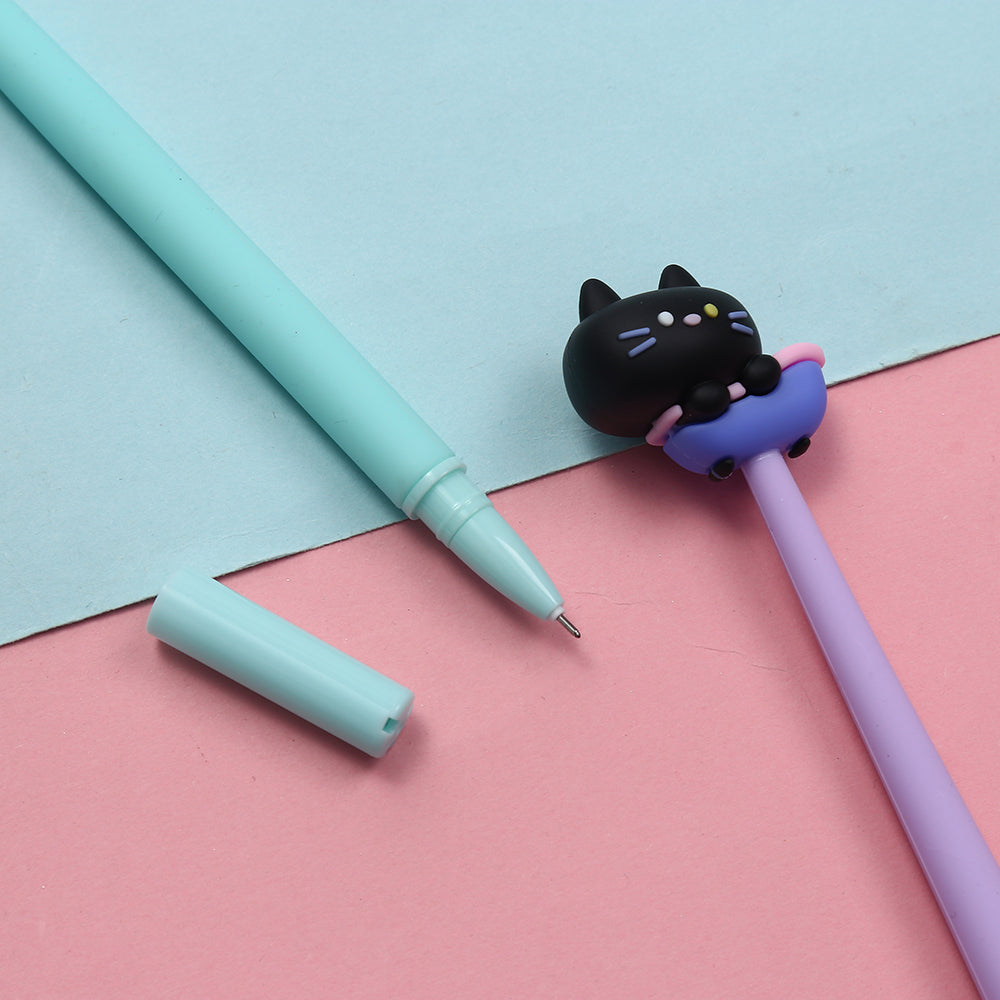 Silly Black Kitty Wiggle Gel Pen - Freshie & Zero Studio Shop