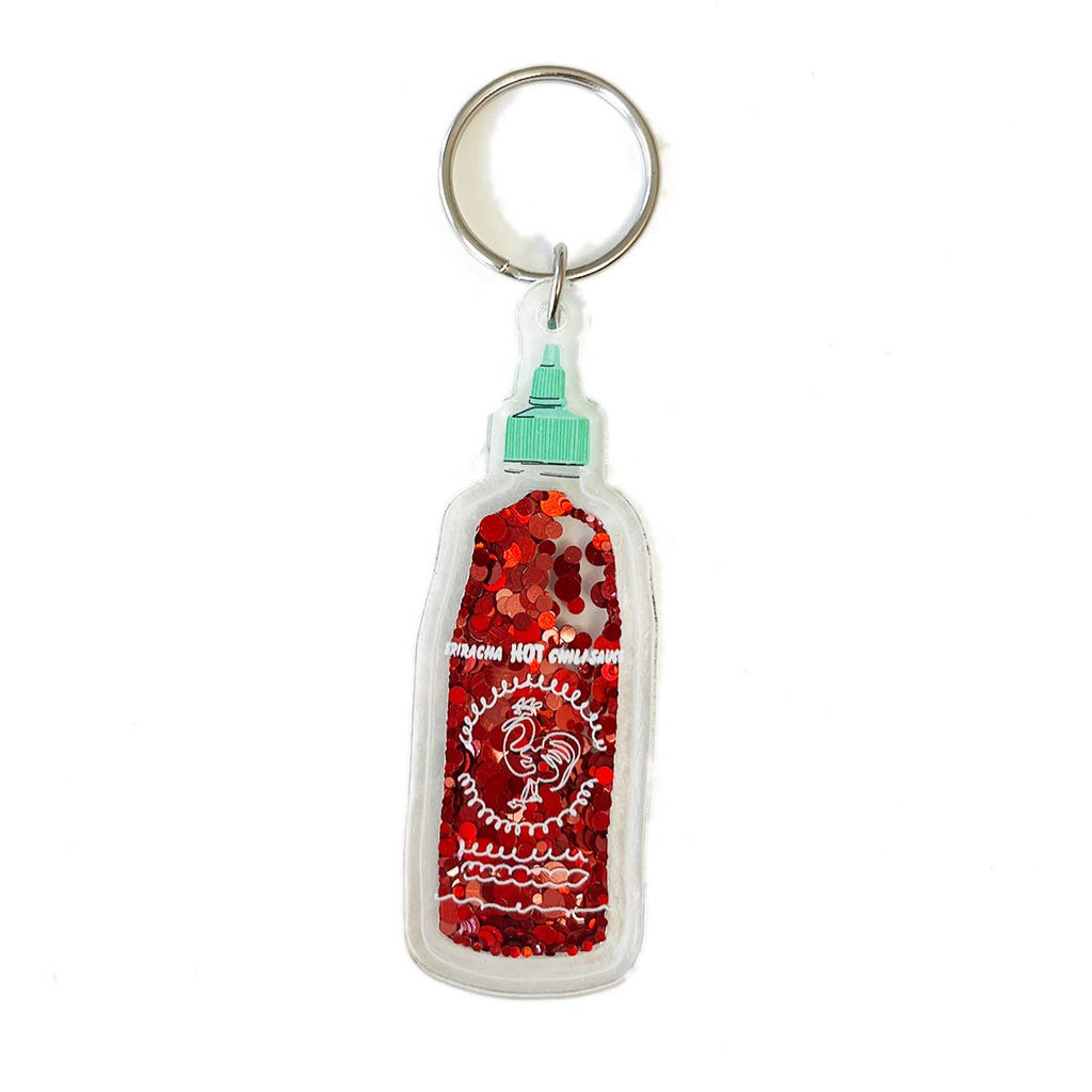 Sriracha Hot Sauce Glitter Keychain - Freshie & Zero Studio Shop