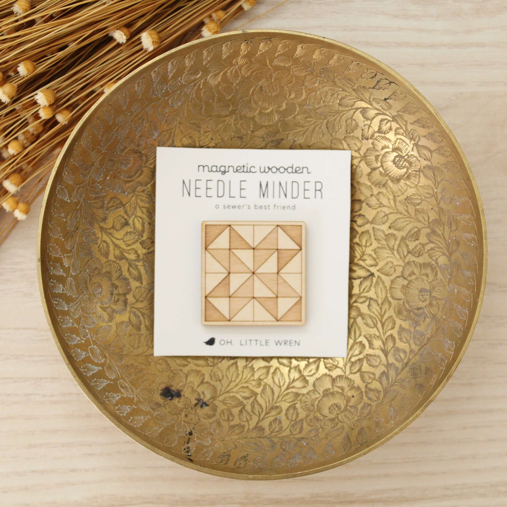Magnetic Wooden Needle Minder: Quilt Block - Freshie & Zero Studio Shop