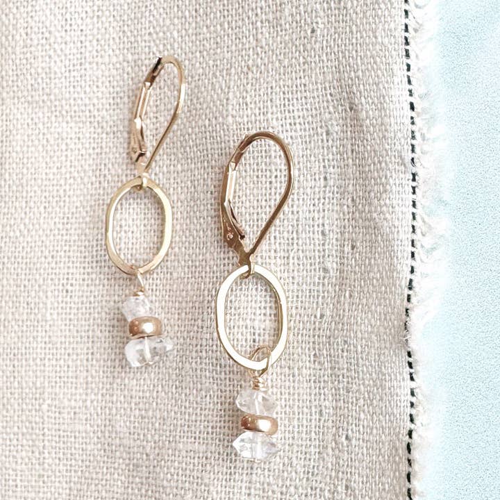 tidal herkimer gemstone drop earrings - Freshie & Zero Studio Shop
