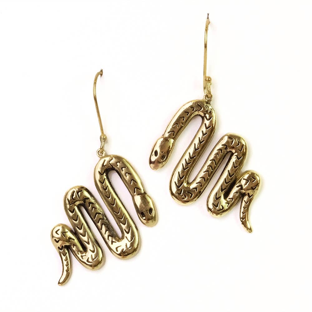Snake Brass Earrings by Handker - Freshie & Zero Studio Shop