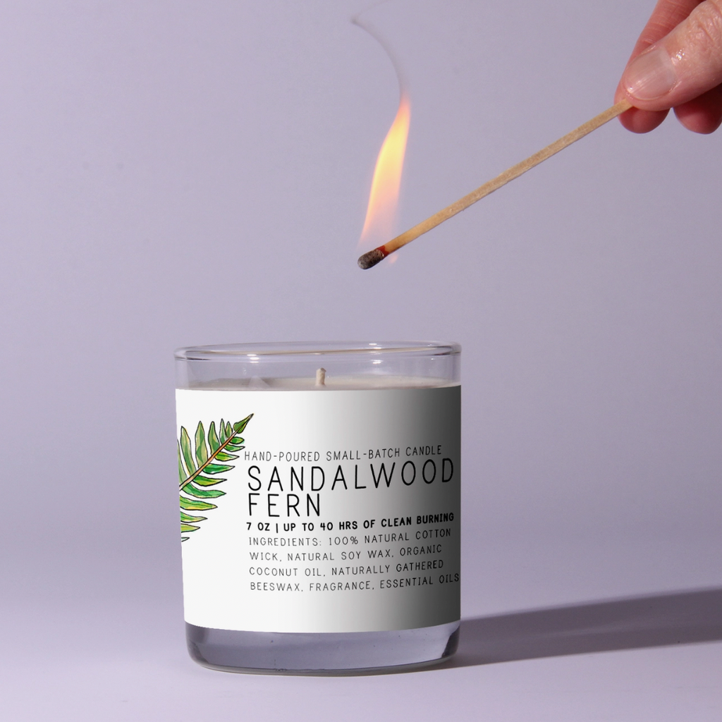 Sandalwood Fern 7oz Just Bee Candle - Freshie & Zero Studio Shop