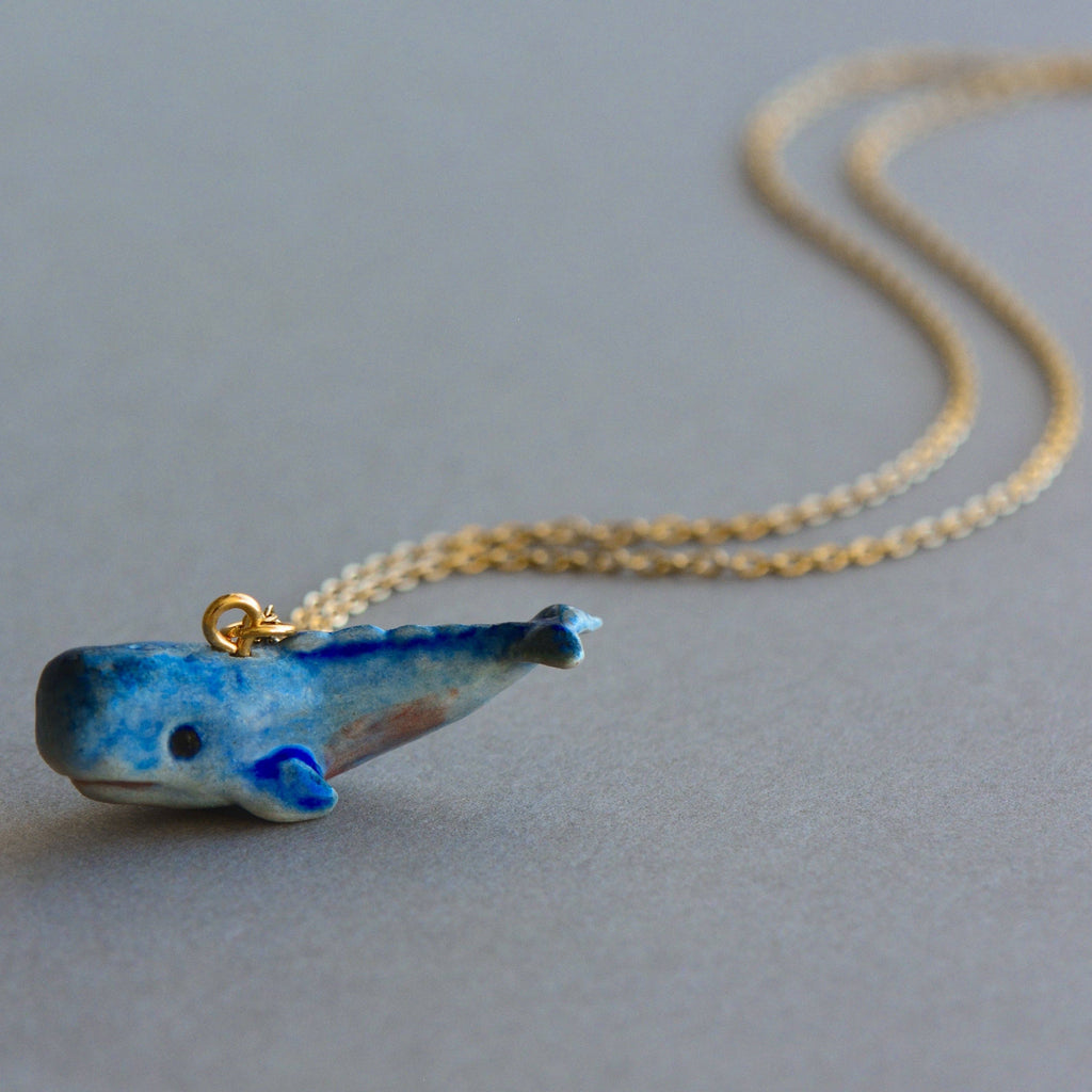 Blue Whale Porcelain Charm Necklace - Freshie & Zero Studio Shop