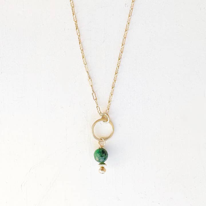 kelp green little gemstone necklace - Freshie & Zero Studio Shop