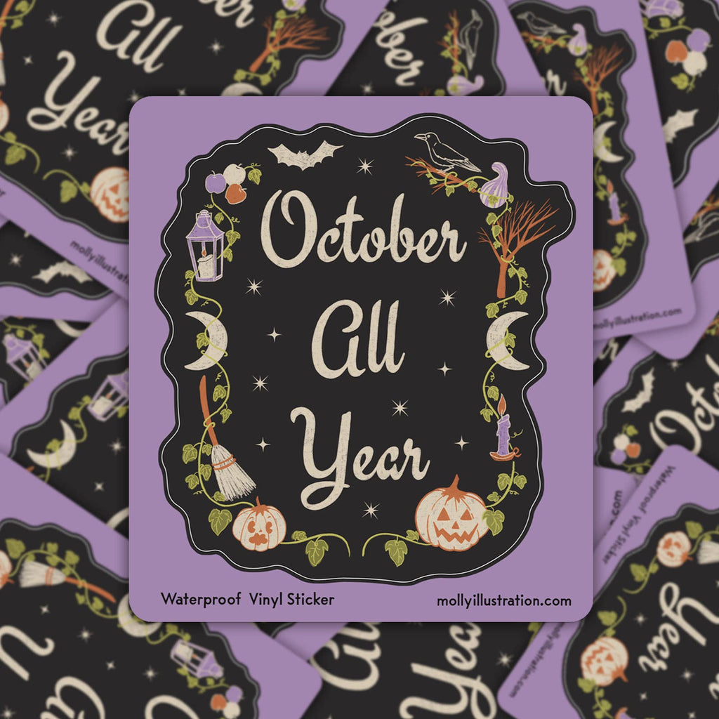 October All Year Waterproof Vinyl Sticker - Freshie & Zero Studio Shop