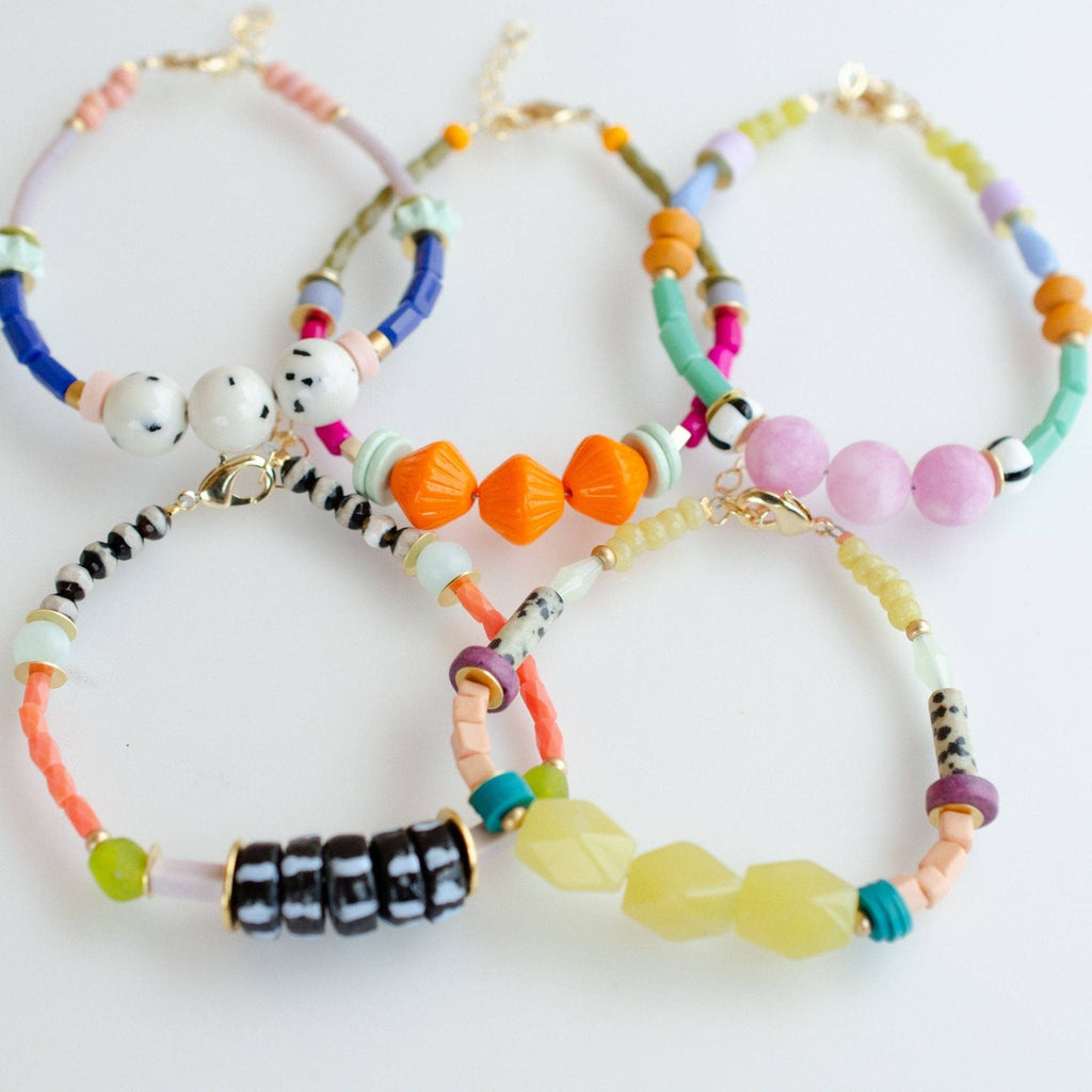 Zinnia Colorful Beaded Stacking Bracelets by Jill Makes - Freshie & Zero Studio Shop