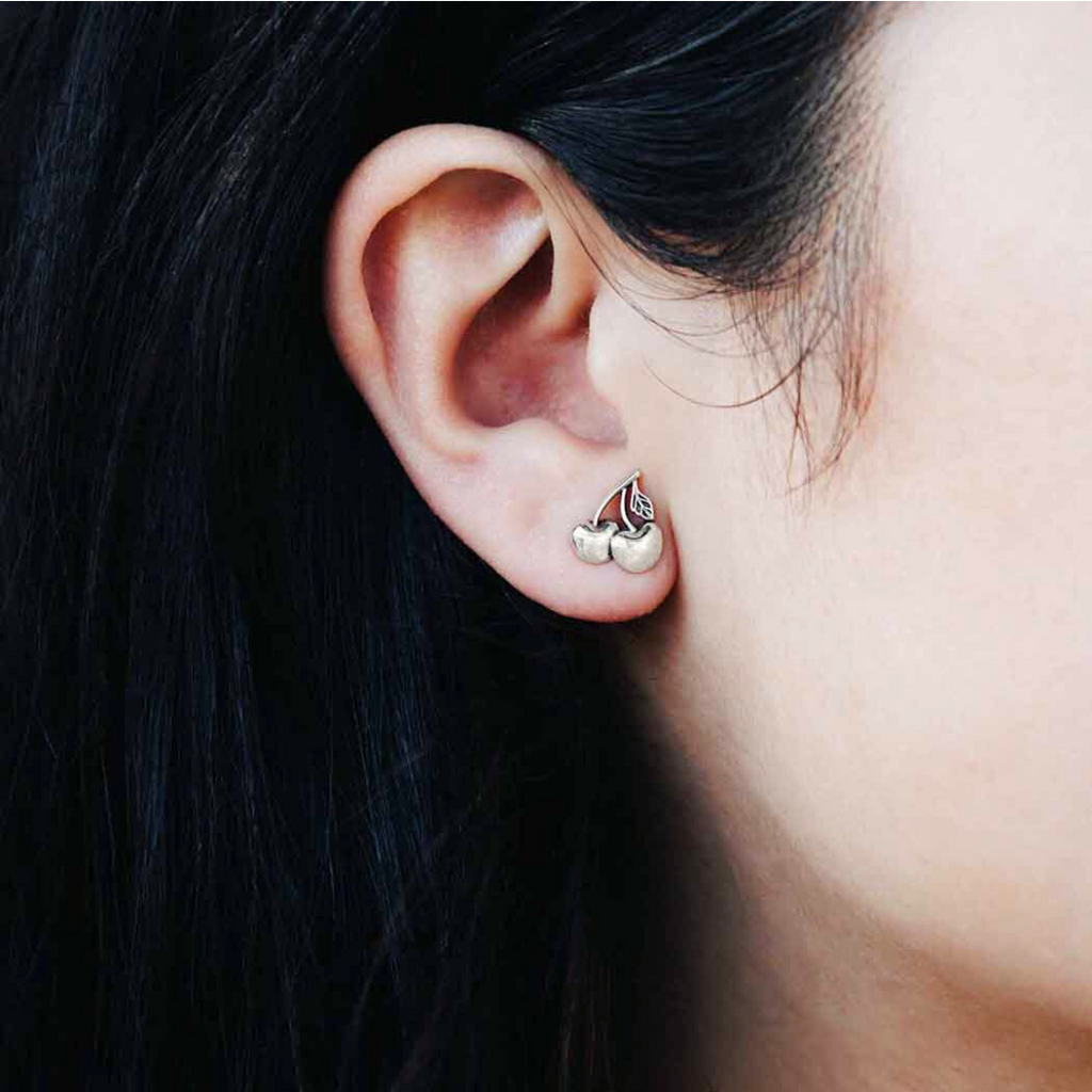 Little Stud Earrings: Cherries - Freshie & Zero Studio Shop