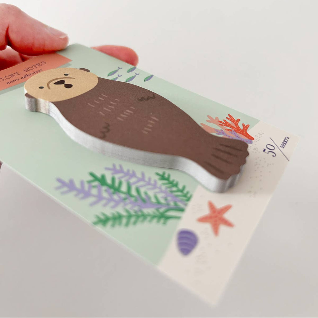 Sea Otter Die Cut Single Sticky Notes - Freshie & Zero Studio Shop