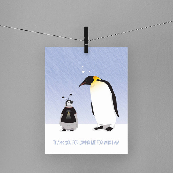 Thank You for Loving Me Penguin Father's Day Card - Freshie & Zero Studio Shop