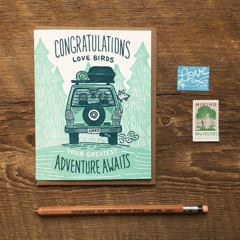 Congrats Love Birds Adventure Awaits Card - Freshie & Zero Studio Shop