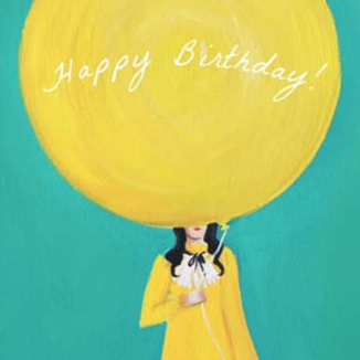 Janet Hill Art: Nothing Is Happier Than A Yellow Balloon Birthday Card - Freshie & Zero Studio Shop