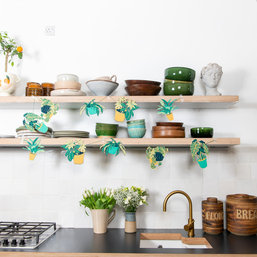 Houseplants Screen Printed Paper Garland - Freshie & Zero Studio Shop