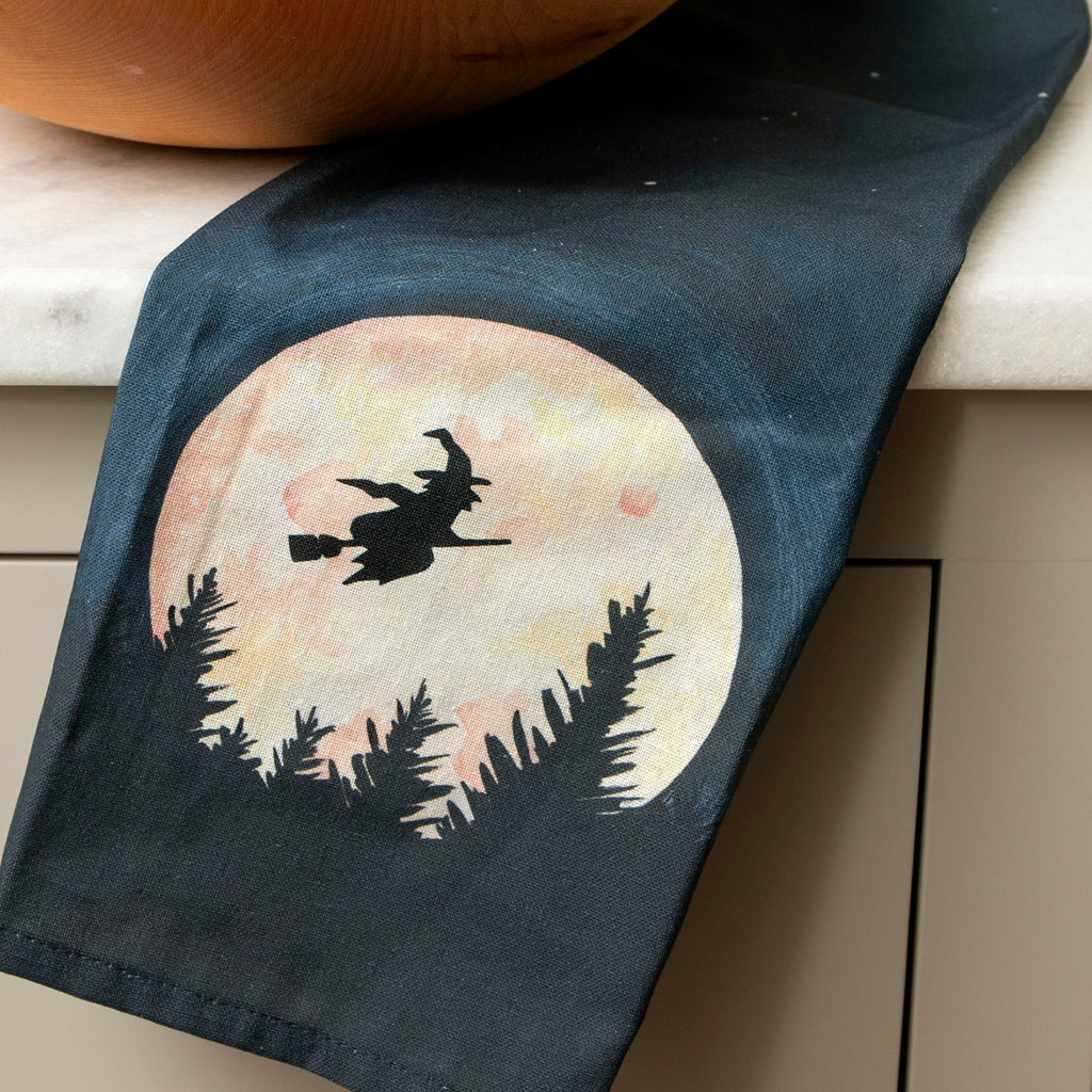 Halloween Witch Moon Kitchen Towel by 1Canoe2 - Freshie & Zero Studio Shop