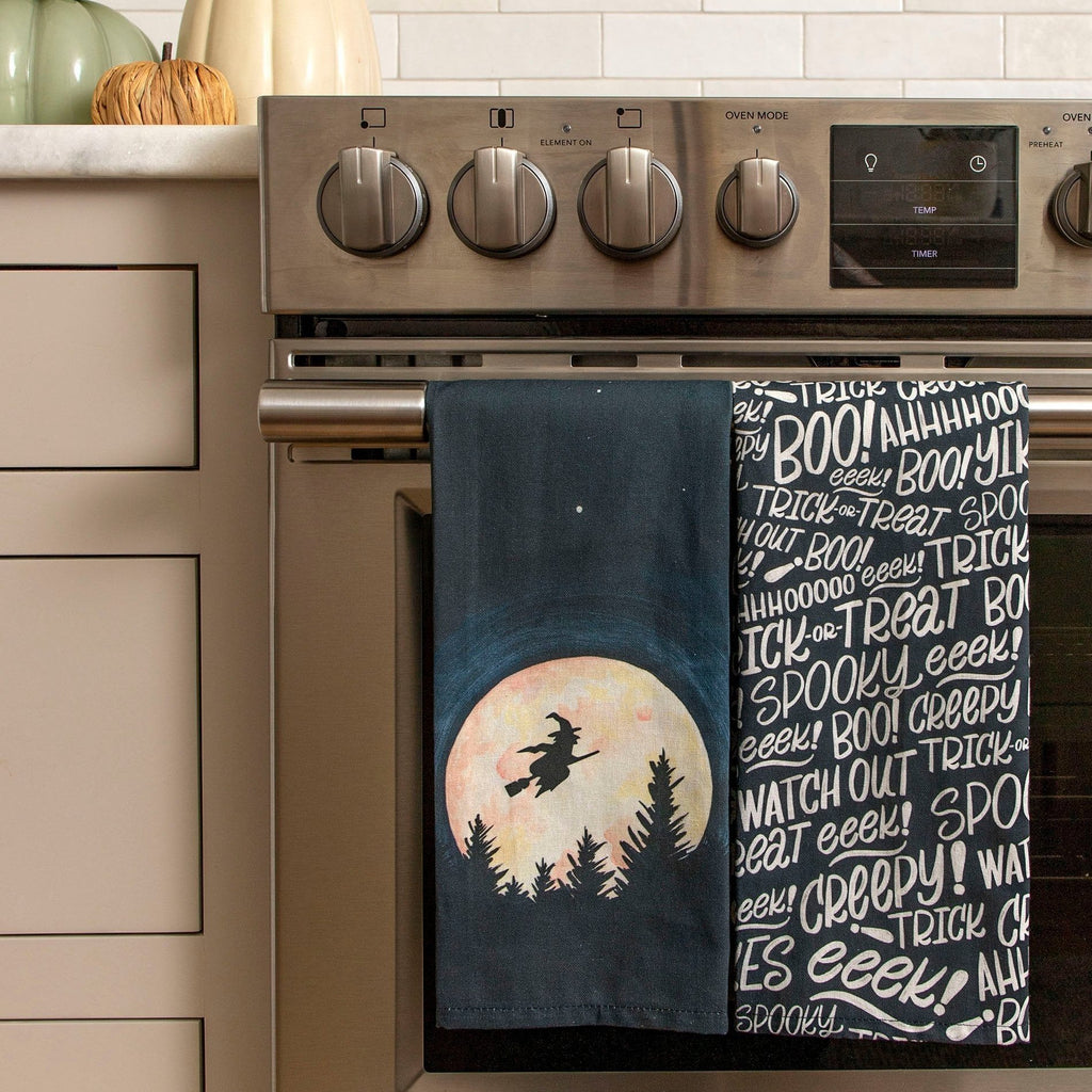 Halloween Witch Moon Kitchen Towel by 1Canoe2 - Freshie & Zero Studio Shop