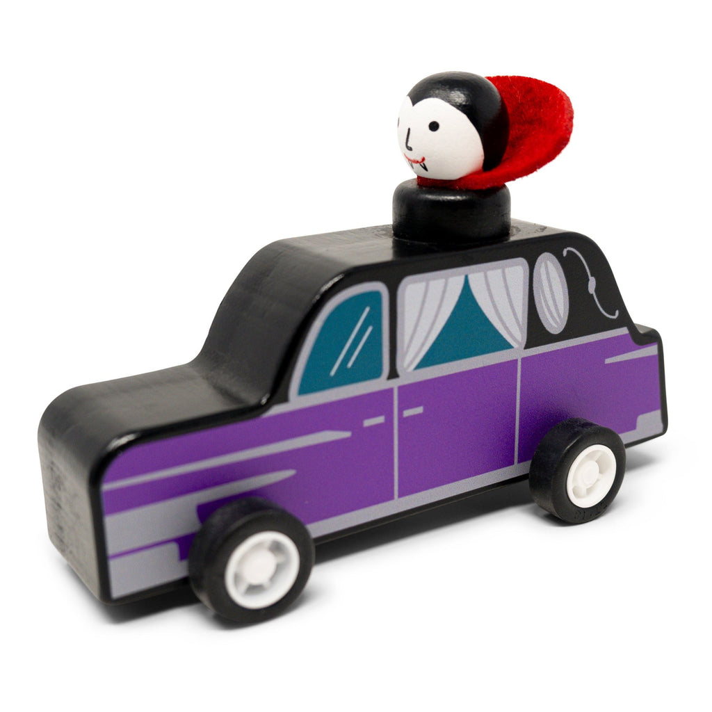 Pull Back Wooden Toy: Spooky Friends In Hearses - Freshie & Zero Studio Shop