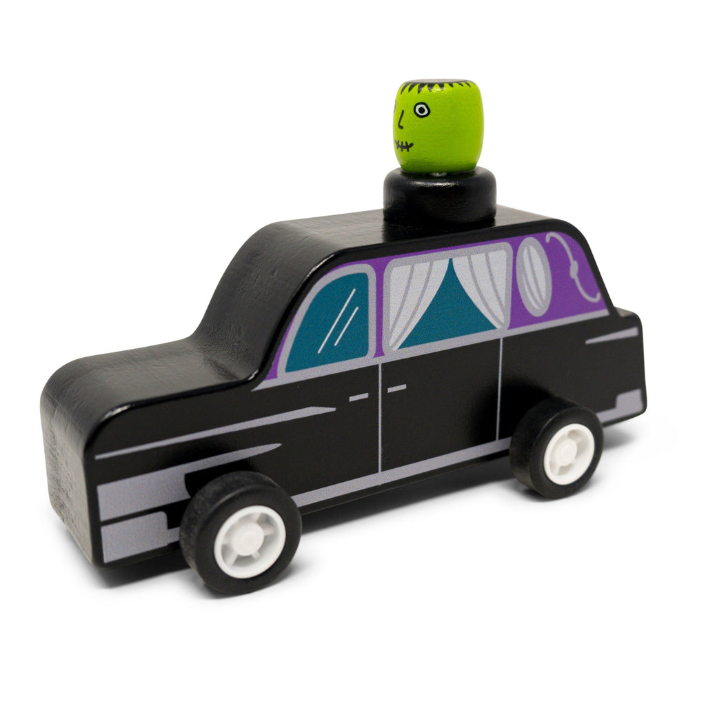 Pull Back Wooden Toy: Spooky Friends In Hearses - Freshie & Zero Studio Shop