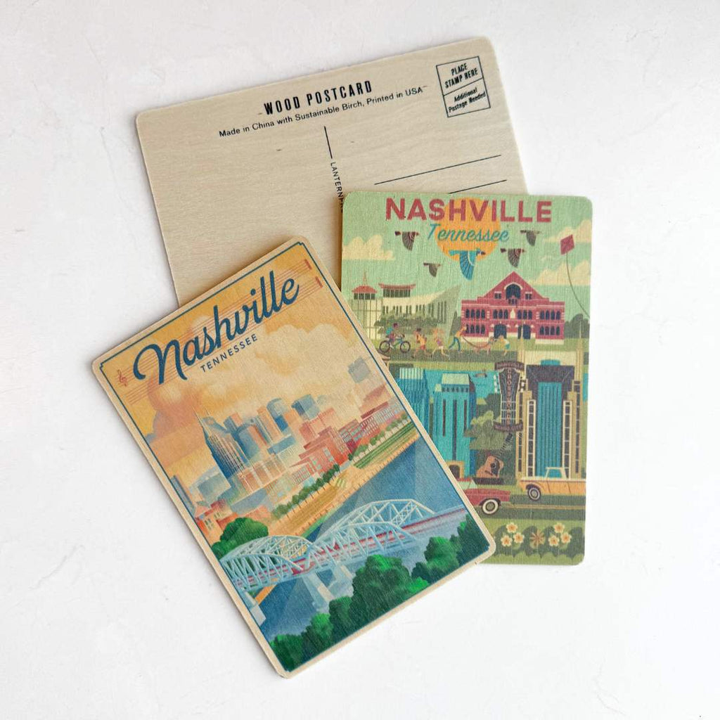 Nashville Lithograph Print Wooden Postcard - Freshie & Zero Studio Shop