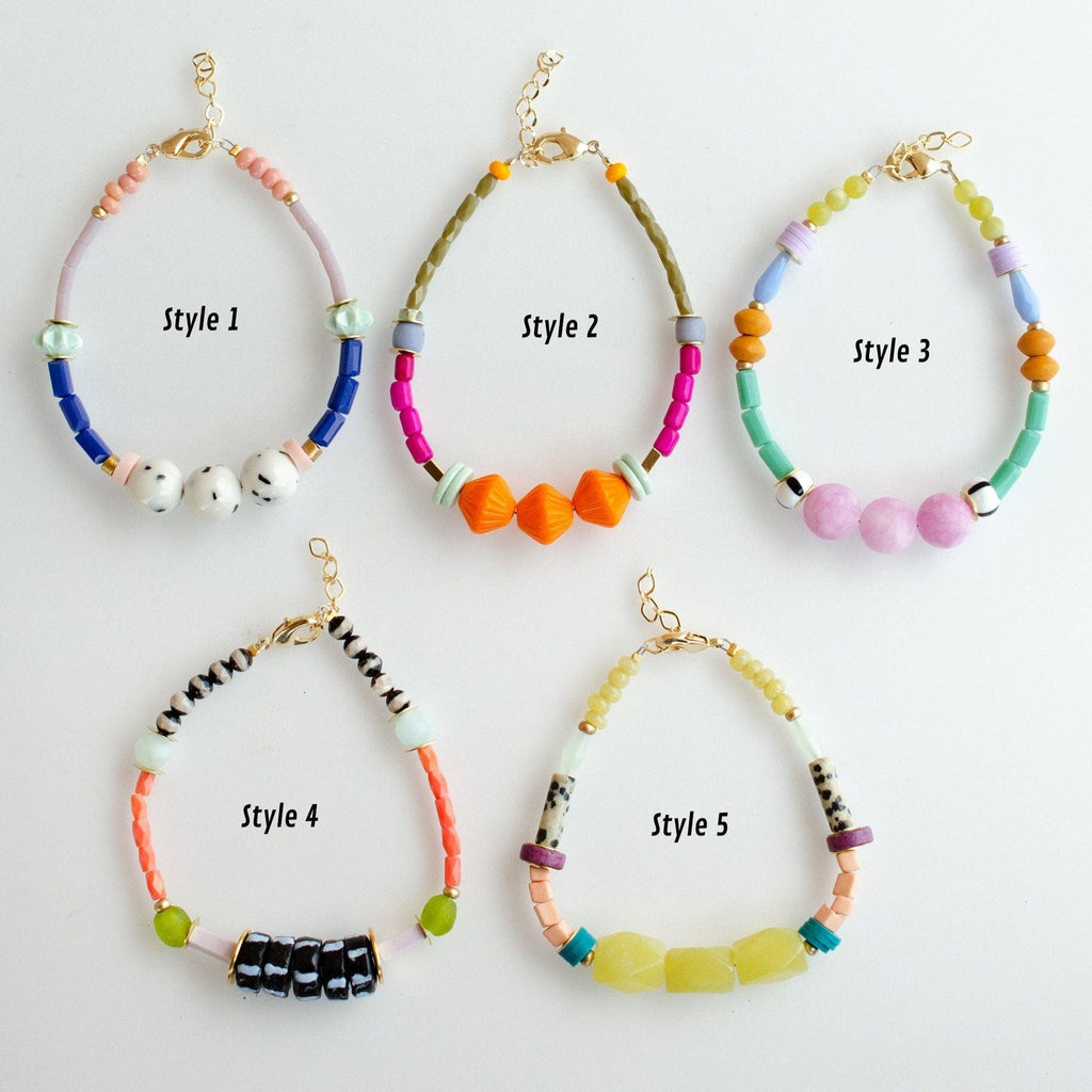 Zinnia Colorful Beaded Stacking Bracelets by Jill Makes - Freshie & Zero Studio Shop