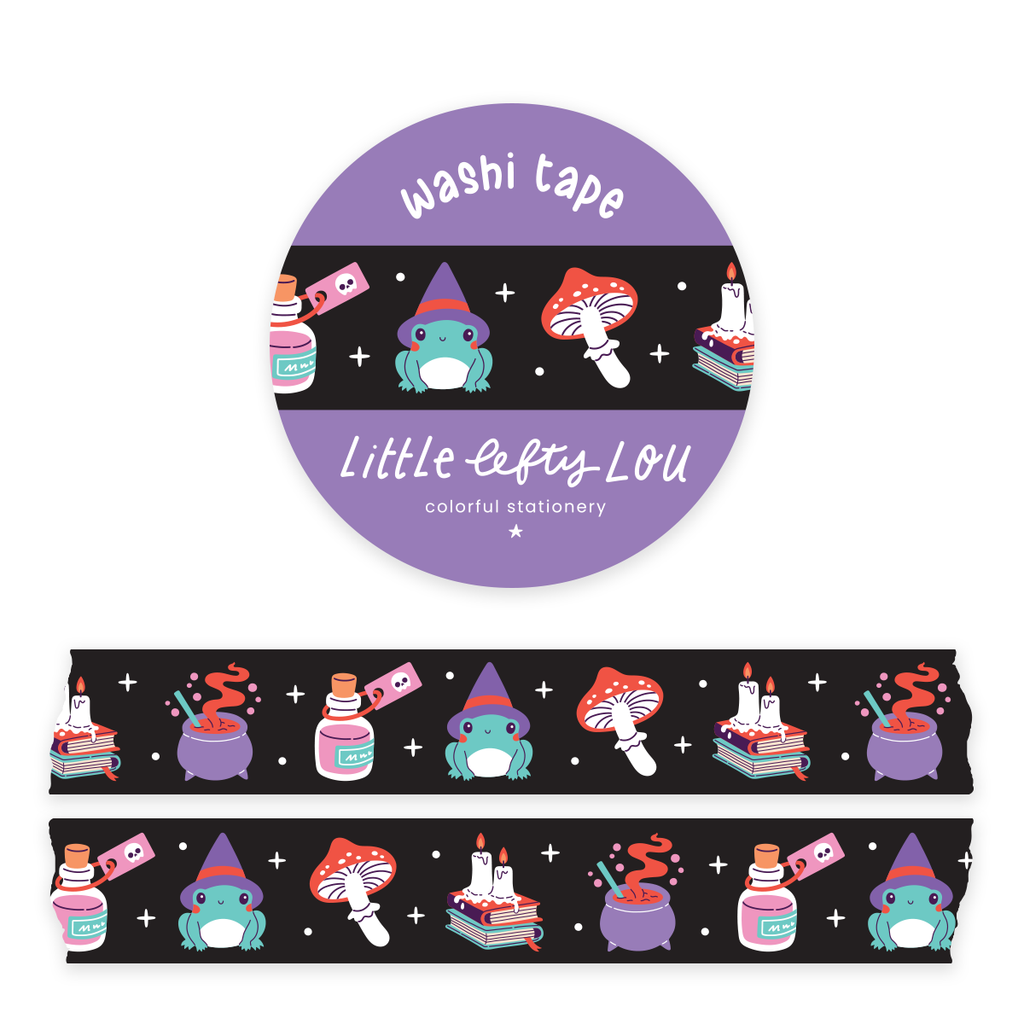 Witchy Frog Black Washi Tape - Freshie & Zero Studio Shop