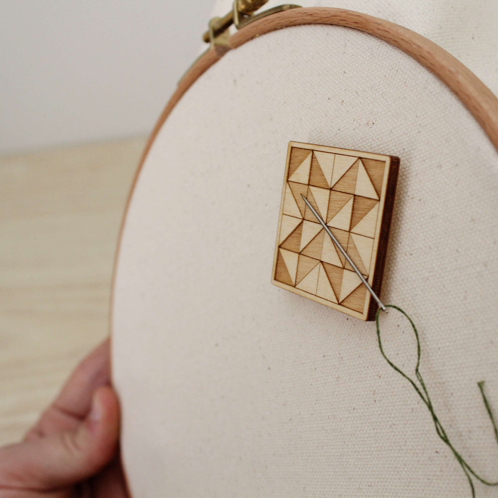 Magnetic Wooden Needle Minder: Quilt Block - Freshie & Zero Studio Shop