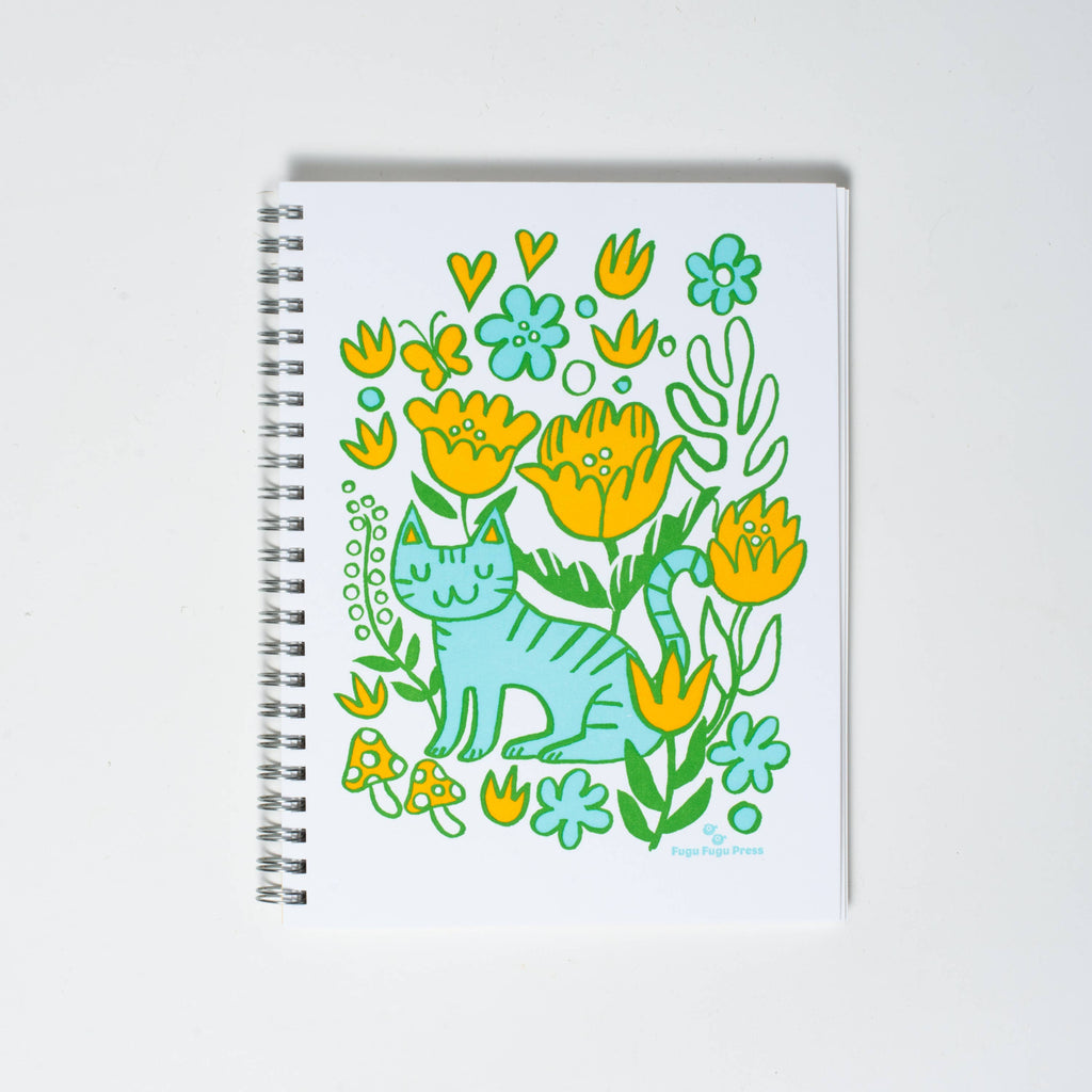 Cat Garden Letterpress Blank Notebook - Freshie & Zero Studio Shop