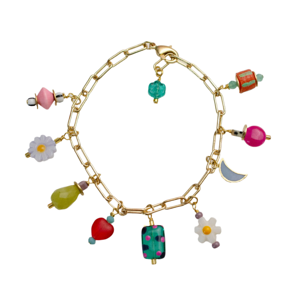 Colorful Jewel Tone Flower Charm Bracelet by Jill Makes - Freshie & Zero Studio Shop