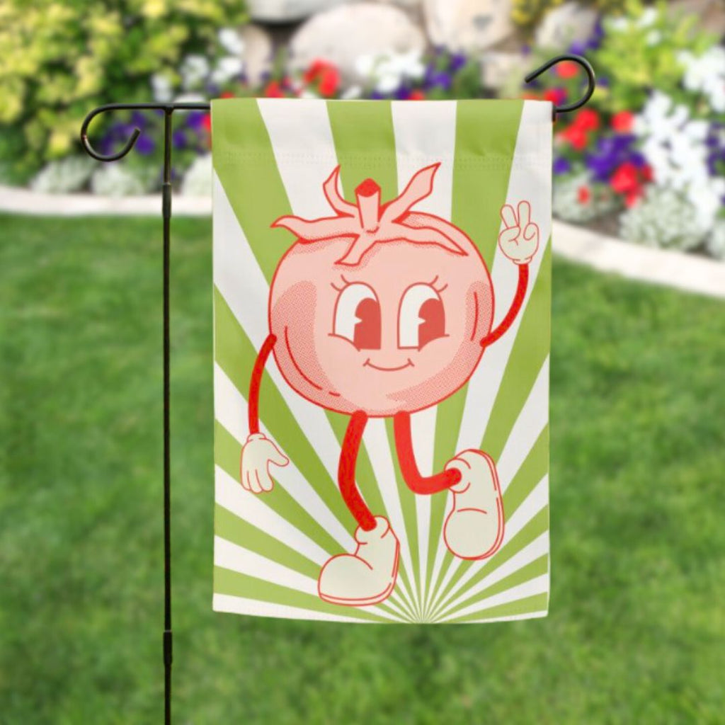 Garden Flag: Retro Tomato Dude - Freshie & Zero Studio Shop