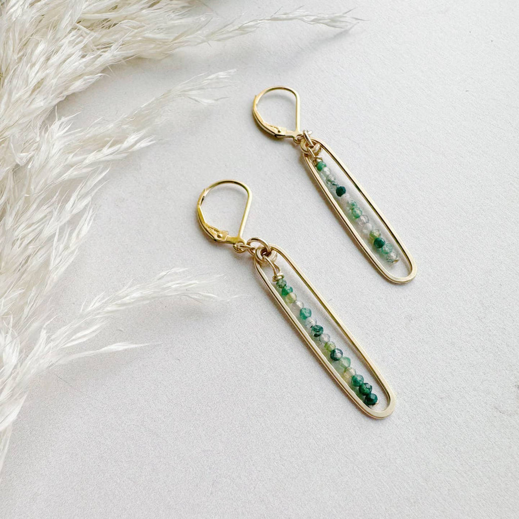 lyric earrings with green moss agate - Freshie & Zero Studio Shop