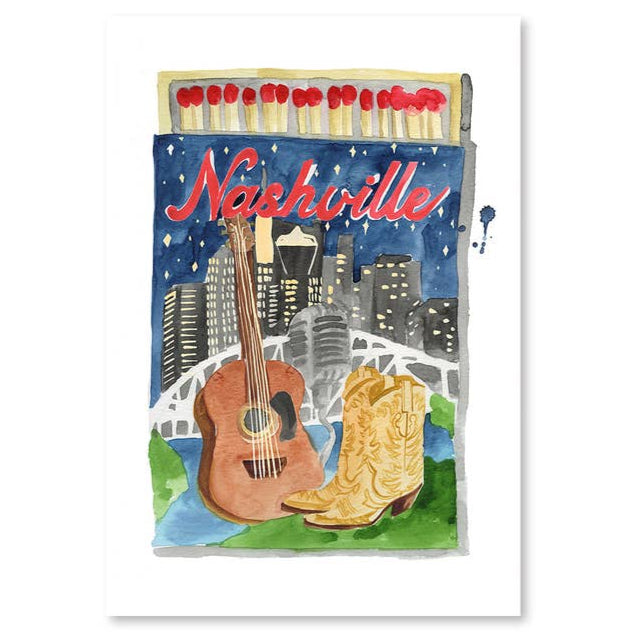 Nashville Matchbook 5x7 Art Print - Freshie & Zero Studio Shop
