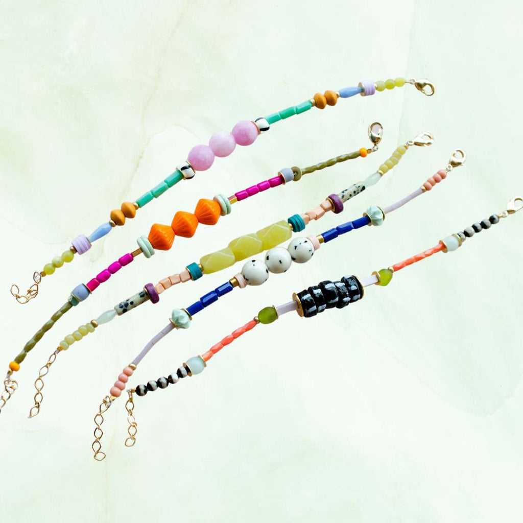 Zinnia Colorful Beaded Stacking Bracelets by Jill Makes - Freshie & Zero Studio Shop