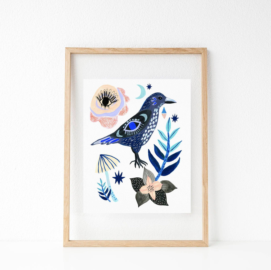 Mystical Crow Art Print - Freshie & Zero Studio Shop