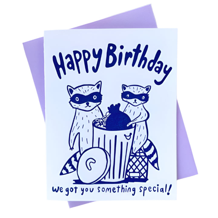 Raccoons + Trash Happy Birthday Card - Freshie & Zero Studio Shop