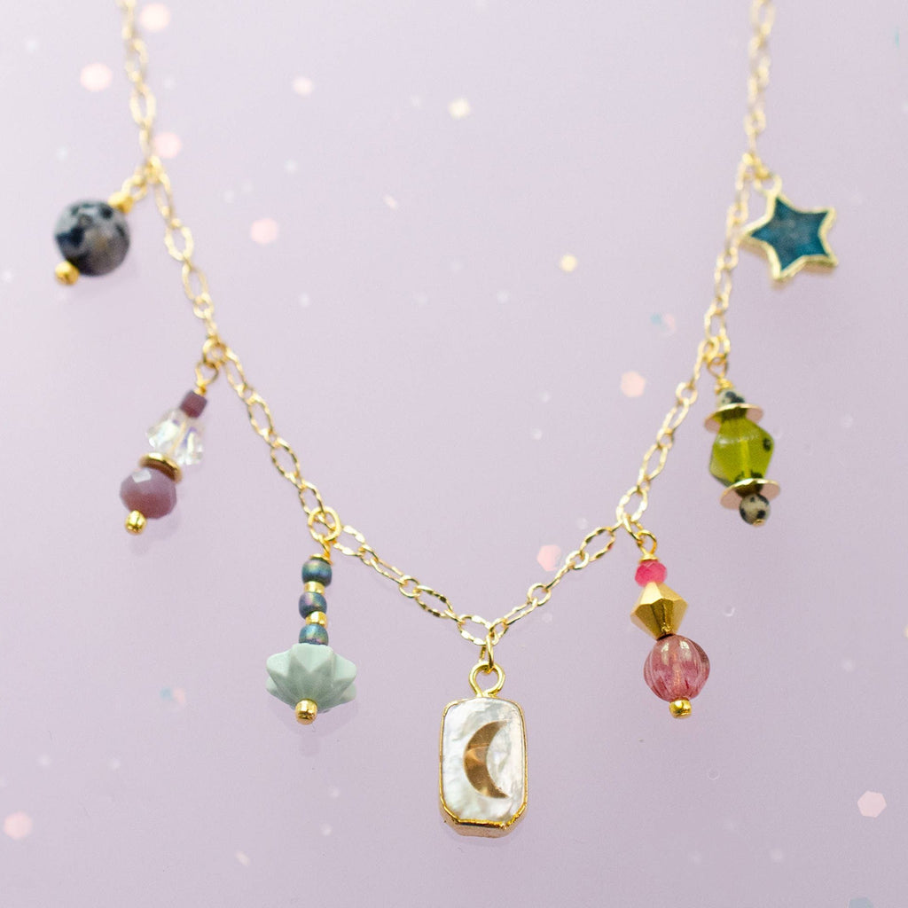 Atlas Pearl Moon Charm Necklace by Jill Makes - Freshie & Zero Studio Shop